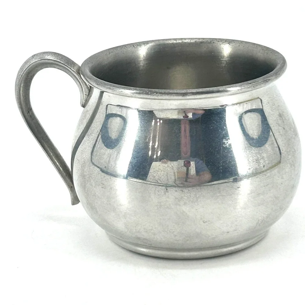 Web Pewter Co 1172 Baby Cup Bright Silver Tone Vintage Polished Metal Small Mug